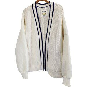 Offline by Aerie Quilted Knit Cardigan  Cream & Navy  Size XXL
